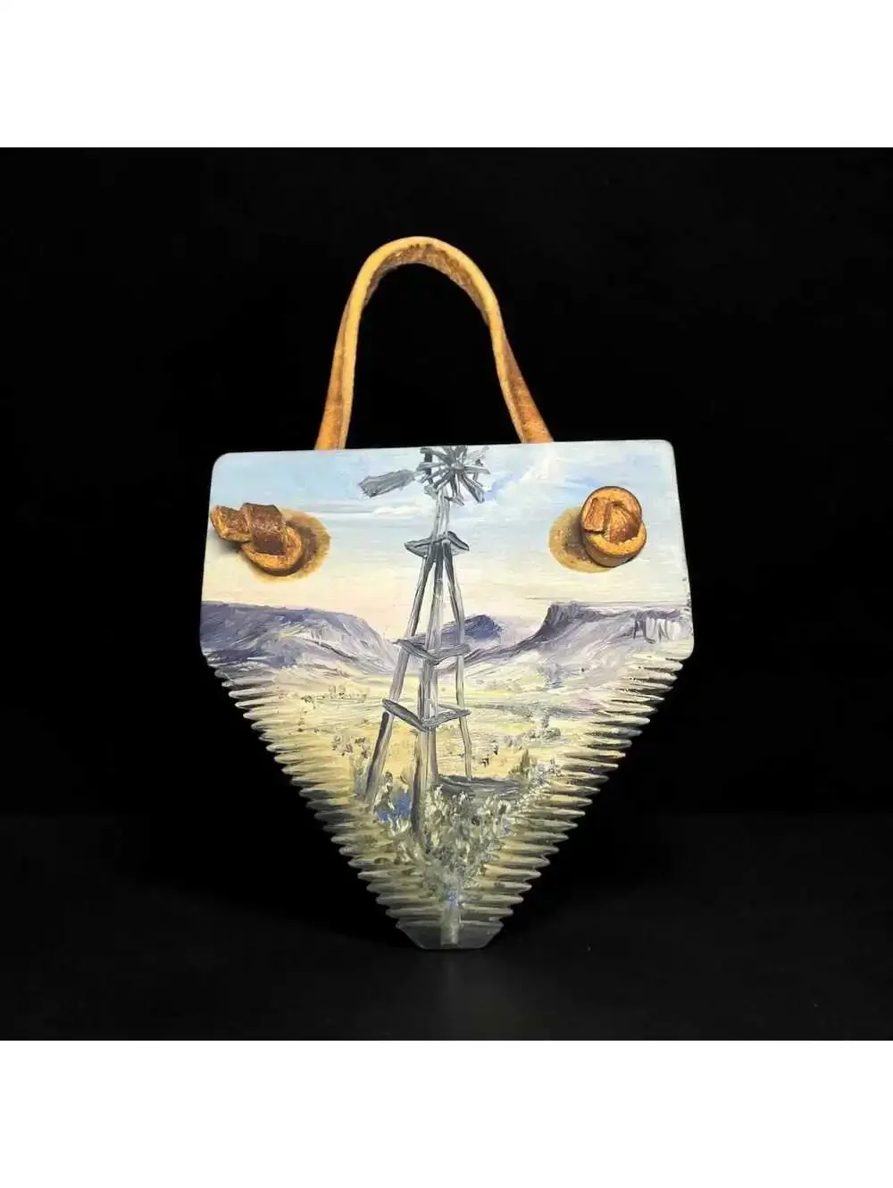 Hand Painted John Deere Plow Tooth Repurposed as Southwestern Scene Folk Art